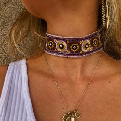 Purple Woodstock choker