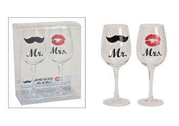 Ensemble de verres à vin Mr / Mrs, 2 parties 430 ml, L22 cm