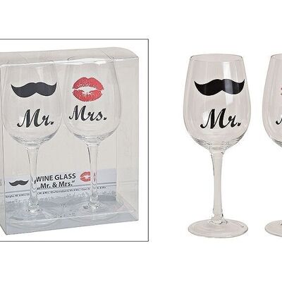 Wine glasses set Mr / Mrs, 2-part 430 ml, W22 cm