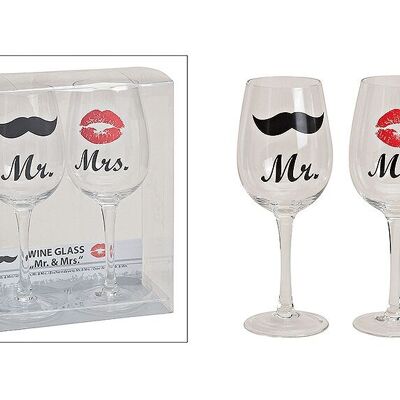 Set bicchieri da vino Mr/Mrs, 2 pezzi 430 ml, L22 cm