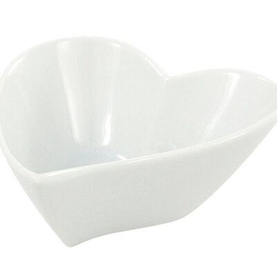 Heart shaped bowl made of white porcelain (W / H / D) 13x6x11cm
