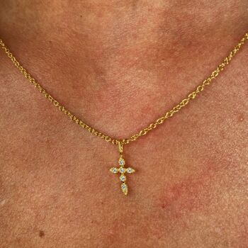 Collier Crucis or blanc 1