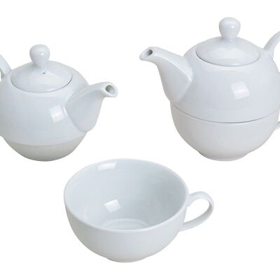Teekannen-Set aus Porzellan Weiß, 2-teilig, (B/H/T) 17x12x11 cm