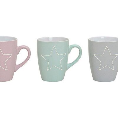 Ceramic star decor mug, 3-way assorted (W / H / D) 12x10x8 cm, 300 ml
