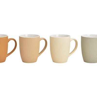 Mug 3D stripes decor made of earthenware multicolored 4-fold, (W / H / D) 11x10x7cm 300ml