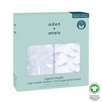 Lot de 2 grands langes aden + anaïs en mousseline de coton biologique 2