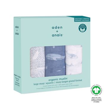 Lot de 3 carrés musy aden + anaïs en mousseline de coton biologique 2