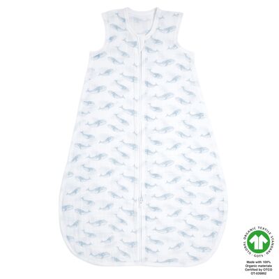 aden + anais™ light sleeping bag 1.0 TOG organic cotton muslin oceanic-blue whale