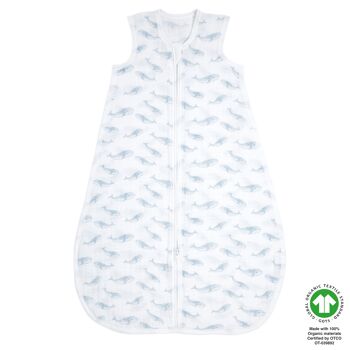 aden + anais™ sac de couchage léger 1.0 TOG mousseline de coton bio baleine bleu océanique 1