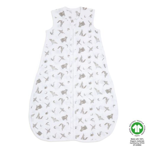 aden + anais™ light sleeping bag 1.0 TOG organic cotton muslin map the stars-sky animals