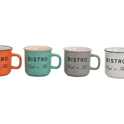 Bistrot Cafe ceramic mug, 4 assorted, 9 cm 350ml