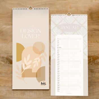 Calendrier de couple "Design Lover" 2024, planning familial 19 x 42 cm, calendrier 2024 (UE=5 pièces) 2