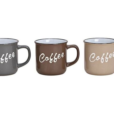 Mug CAFE en grès coloré 3 fois, (L / H / P) 12x9x9cm 345ml