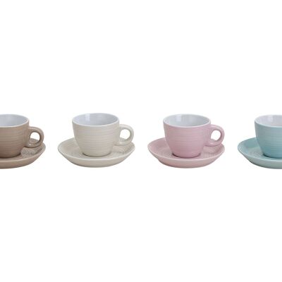 Espresso cup with plate, plain porcelain, 4 assorted, 5 cm 50ml