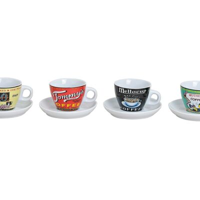 Espresso cup with coffee plate made of porcelain, 4 assorted, 5 cm 50ml