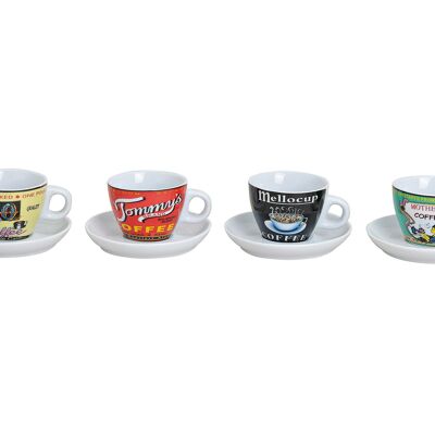 Tasse à expresso avec assiette à café en porcelaine, 4 assortis, 5 cm 50ml