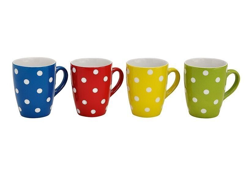 Tazza con decoro a pois in ceramica, 4 scomparti, 11 cm, 250 ml