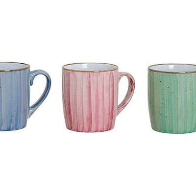 Mug blue, pink, green made of ceramic 3-fold, (W/H/D) 11x9x8cm 250ml