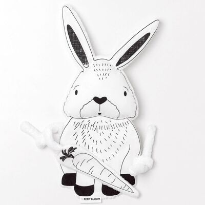 Doudou noir et blanc Lilo le lapin