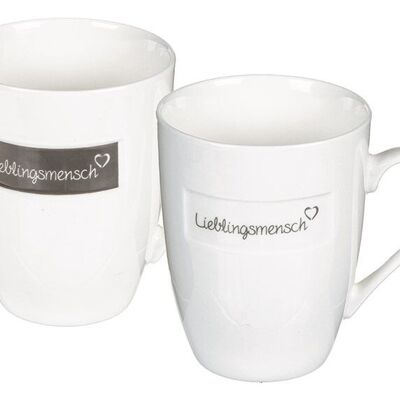 Taza favorita de porcelana blanca doble, (An / Al / Pr) 8x10x8cm 300ml