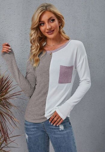 Pull Half Color Block-Beige 3