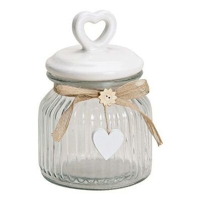 Storage jars glass heart ceramic lid transparent (W / H / D) 11x17x11cm