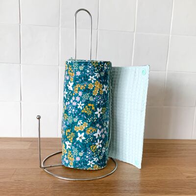 Waschbare Papierhandtuchrolle mit blauem Blumenmuster