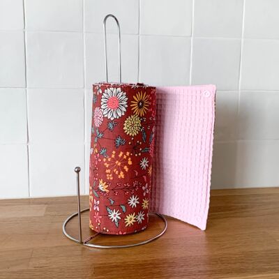 Burgundy Floral Washable Paper Towel Roll