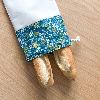 Baguette-Tasche mit blauem Blumenmuster