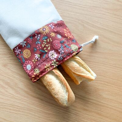 Baguette-Tasche mit Blumenmuster in Burgunderrot