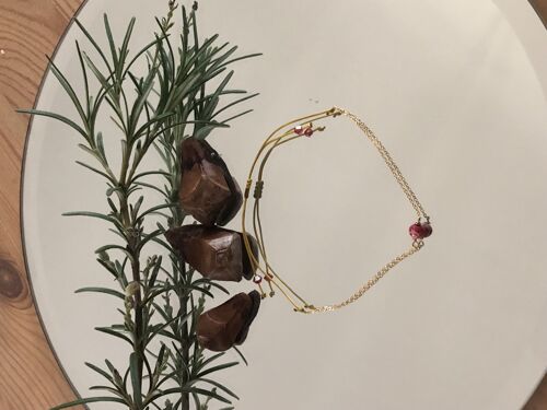 Bracelet lien Agate Fuchsia craquelée