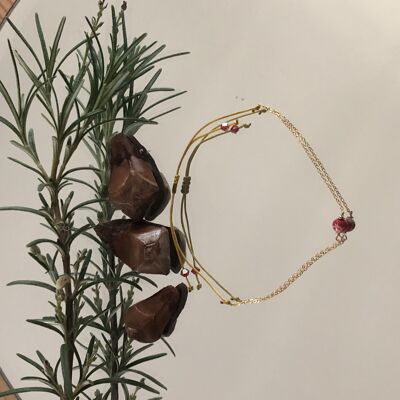 Bracelet lien Agate Fuchsia craquelée
