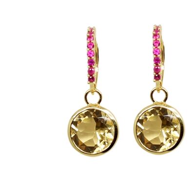 Hoop earrings with Citrine and rubies