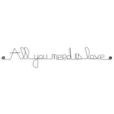 "All you need is love" Wandschrift aus Draht