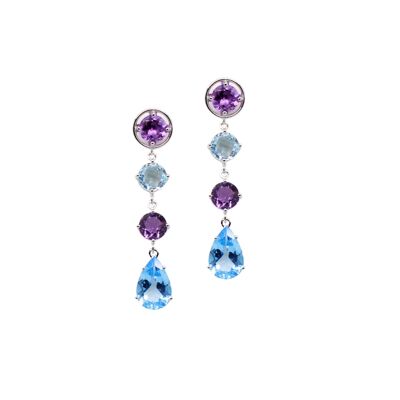 Geneva Earrings with Amethysts and Blue Topazes
