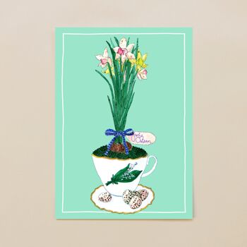Carte postale "Fleur de Pâques" turquoise 3