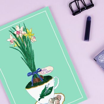 Carte postale "Fleur de Pâques" turquoise 5