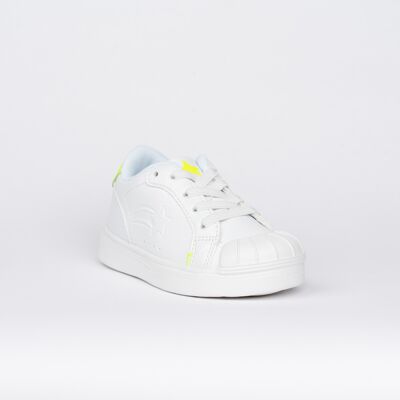 Basket Enfant Modèle Usual Blanc/Jaune Fluo