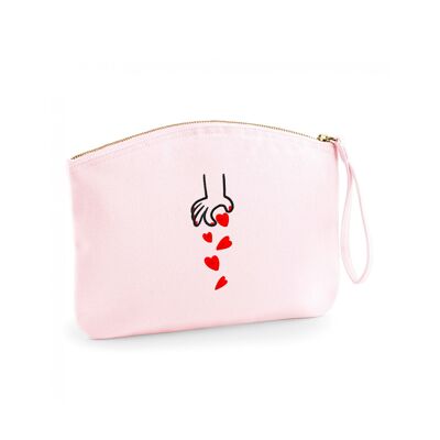 "RAIN OF HEARTS" pencil case - Pink or natural