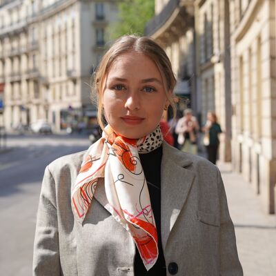 Pañuelo de diseño 100 % seda, 100 % hecho en Francia, 100 % hecho a mano - Le Montmartre