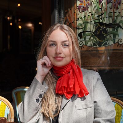 Foulard 100% en soie, 100% made in France, 100% artisanal - rouge