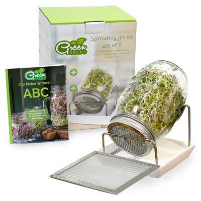 LOT DE 1 VERRE À GERME AVEC BOL EN CÉRAMIQUE + TAMIS À CRESSES