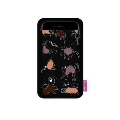 Funda para smartphone Cat Game de fieltro antracita Bertoni