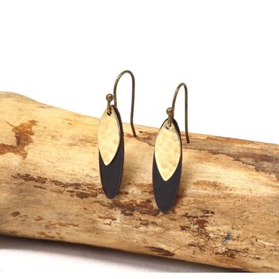 Earrings brass enamel black