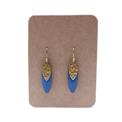 Earrings brass enamel light blue