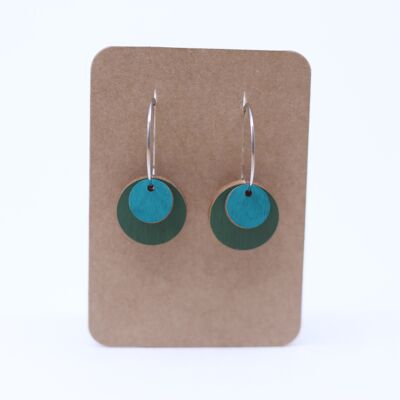 Earrings wood green-turquoise