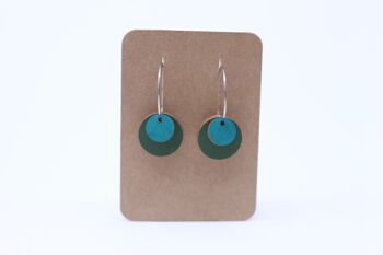 Boucles d'oreilles bois vert-turquoise