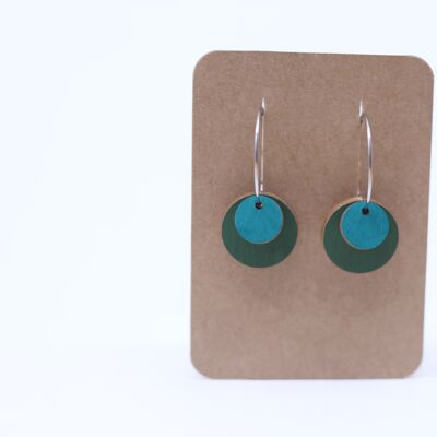 Earrings wood green-turquoise