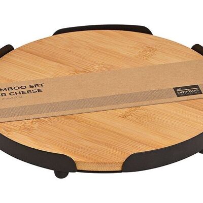 Serving board made of bamboo, natural metal Ø18cm