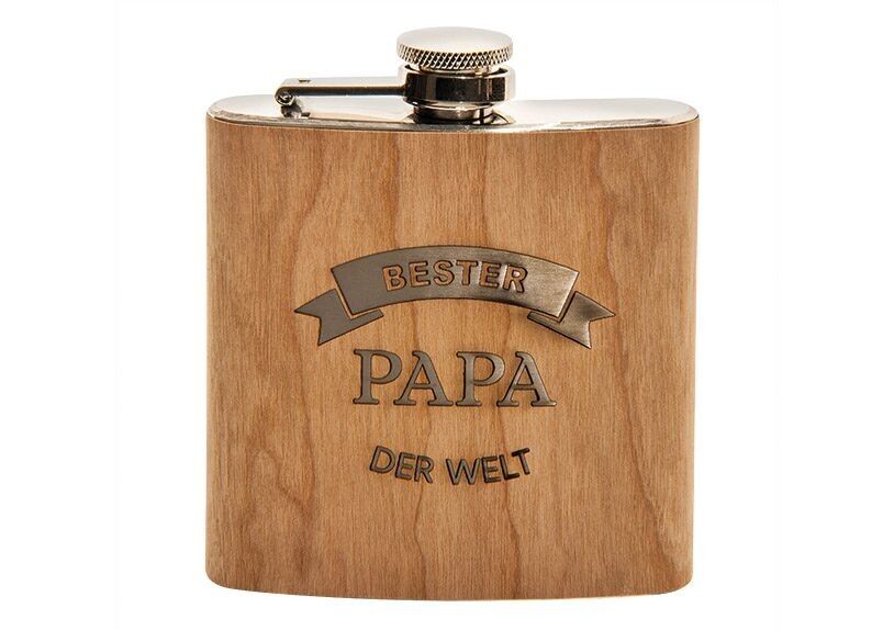 Fiaschetta Il miglior papà del mondo in legno naturale 150 ml (L/A/P) 10x12x3 cm
